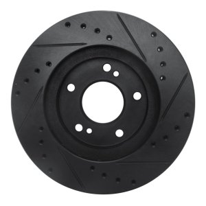 Infiniti I30 Brake Rotor (1) - Front Left - R1 Concepts - Drilled & Slotted - Black - `99-`01